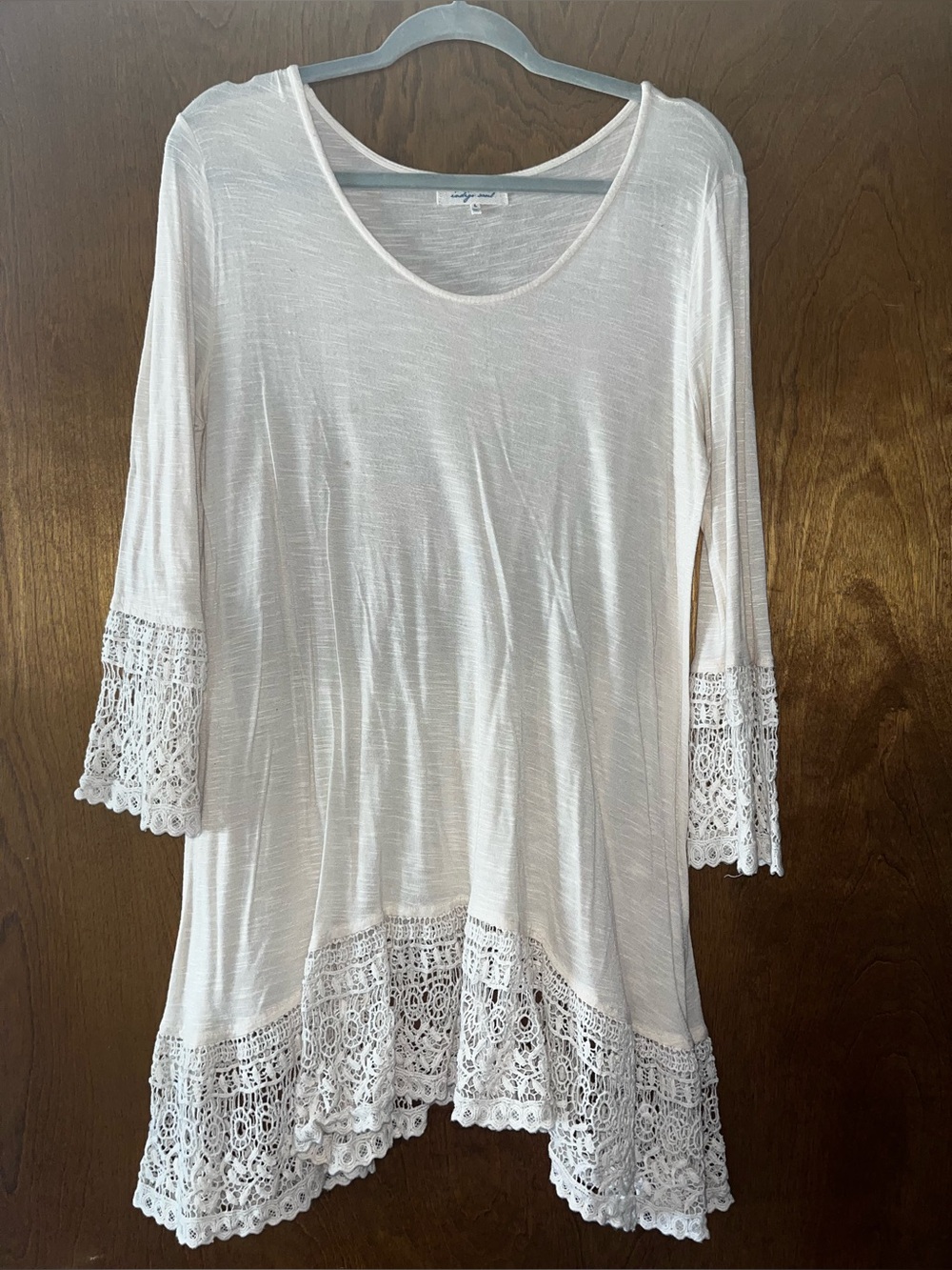 Indigo Soul Cream Crochet-Hem Women's Tunic